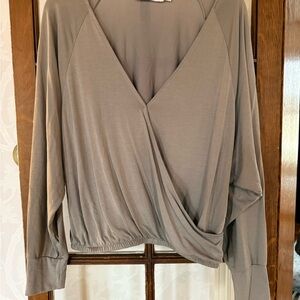 All in Favor Gray Women's Wrap Blouse